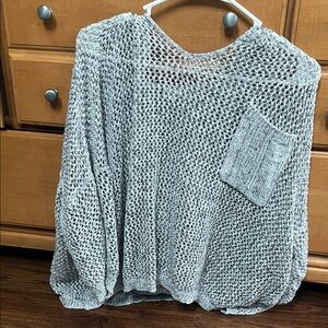 Gray & Black Cropped, Open Weave Hoodie, L/XL